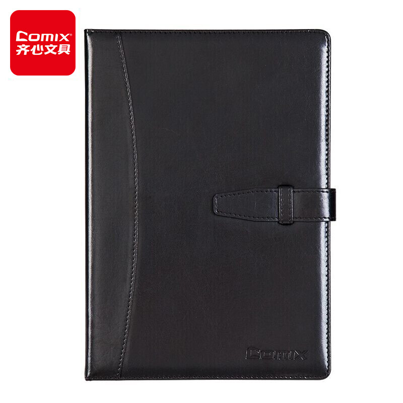 【全网低价】齐心（COMIX）B5/18K 114张皮面本子文具笔记本子/日记本/记事本/会议记录本办公定制 C5807黑