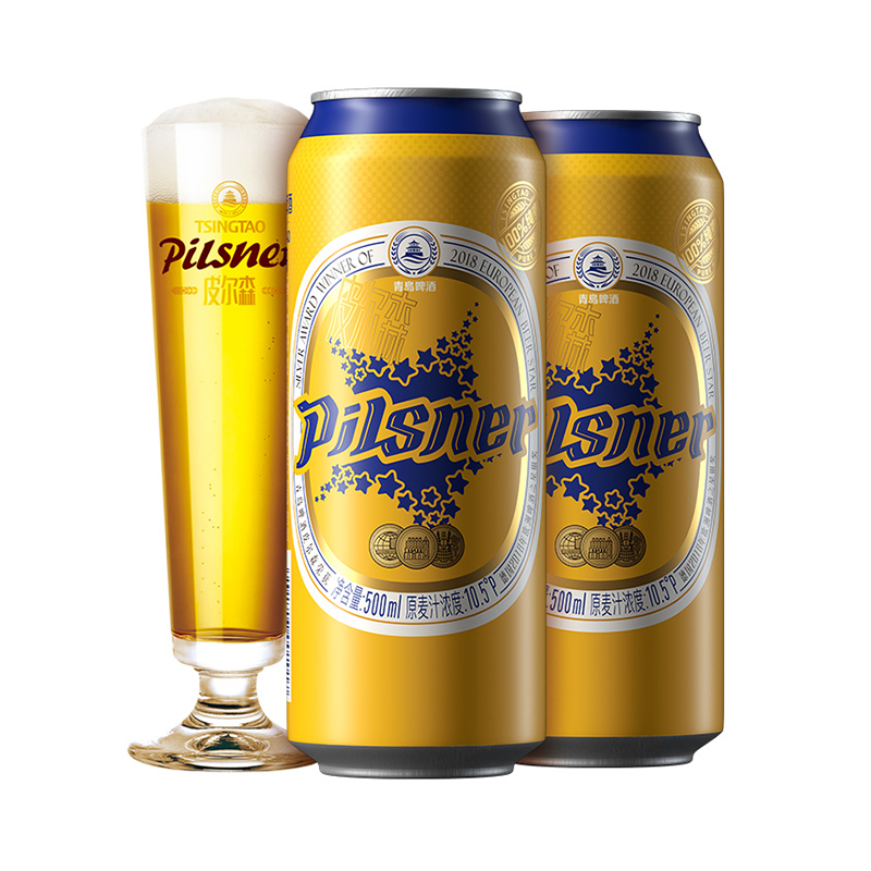 青岛 10.5&deg;P 皮尔森啤酒 听装 500ml*3*4